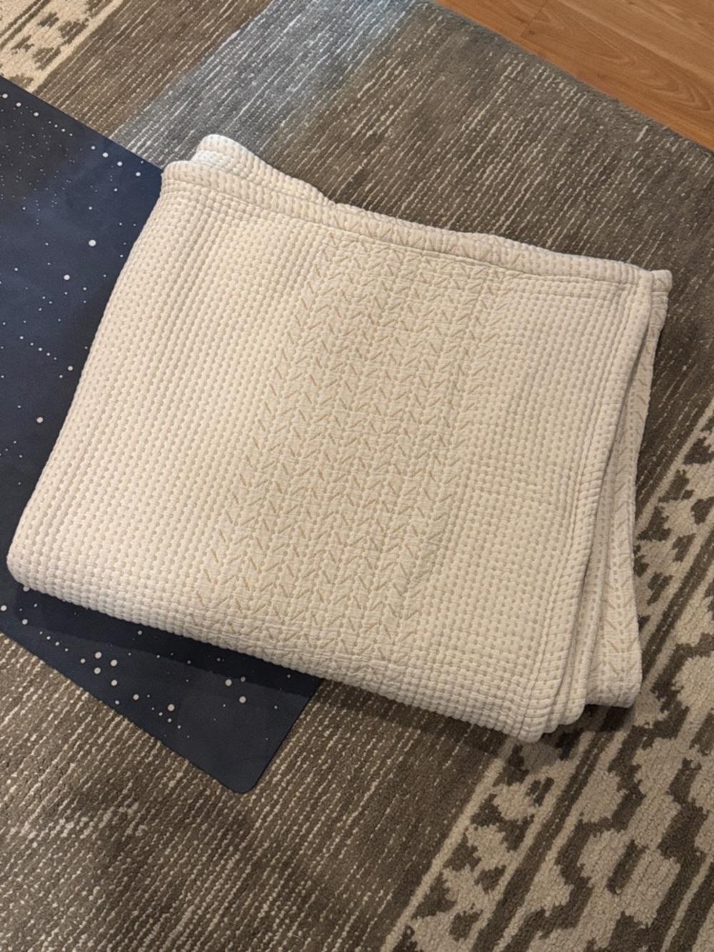West Elm - Cream Waffle Knit Throw Blanket - King size